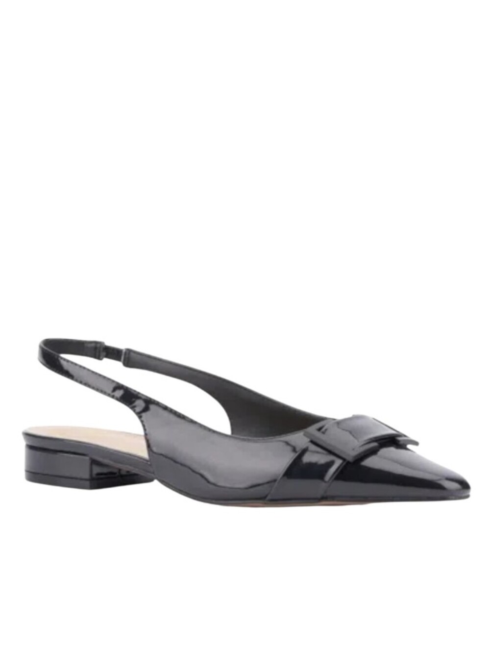 NEW! TORGEIS Black Patent Pointed Square Slingback Flats 8.5.